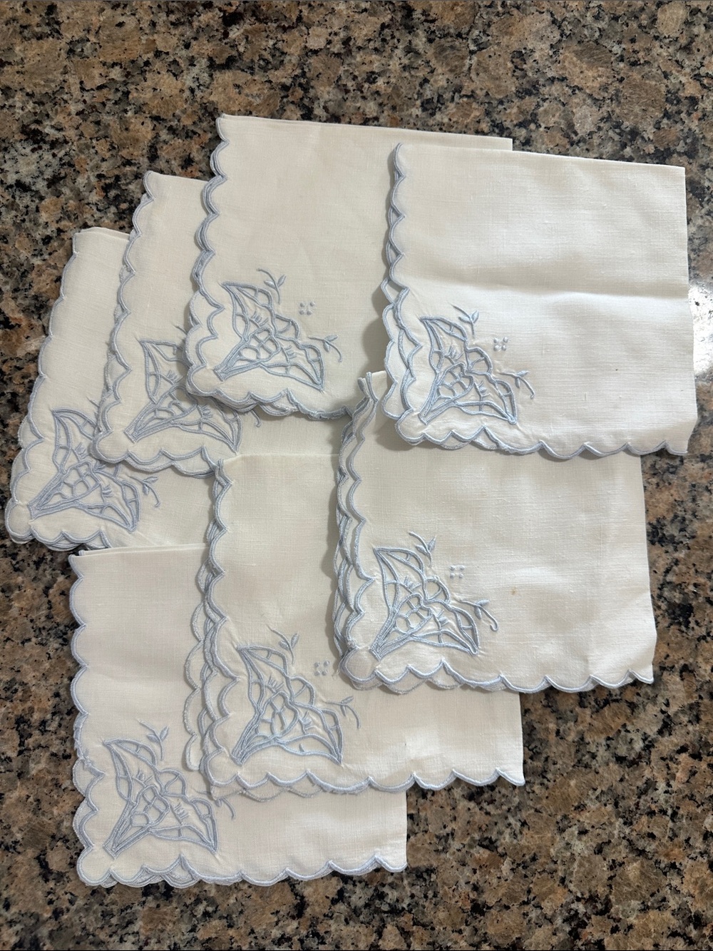 Vintage Embroidered Napkins Set of 7